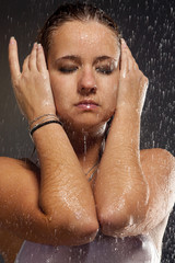 pretty interesting wet girl walking in the rain