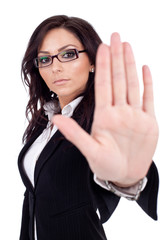 business woman making stop sign