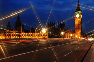 Fototapeta na wymiar Big Ben and the House of Parliament at night, London, GB