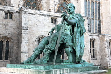 statue of Constantine I outside York Minster in England , GB