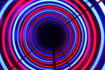abstract neon tube light tunnel