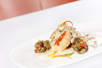 Fish cutlet with vegetables