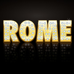 Naklejka premium Rome 3D gold and diamonds font