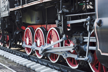 Wheels of the old steam locomotive