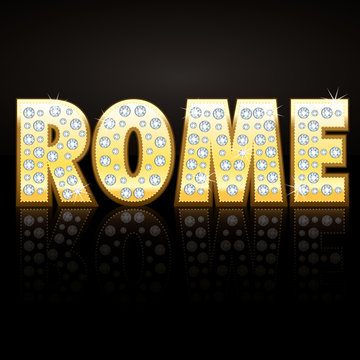 Rome 3D gold and diamonds font