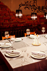 Tables set for meal
