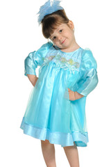 Pretty the little girl in a blue dress
