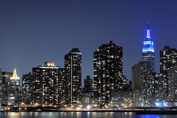 Fototapeta na wymiar New York City at Night Lights, Midtown Manhattan