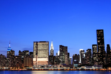 Fototapeta na wymiar New York City at Night Lights, Midtown Manhattan