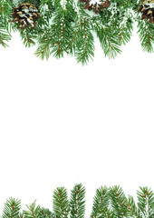 Fototapeta na wymiar Christmas framework with snow and cones