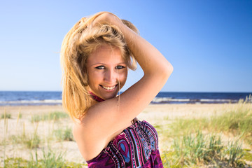 girl on a beach.