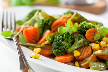 Mixed roasted vegetables with herbs