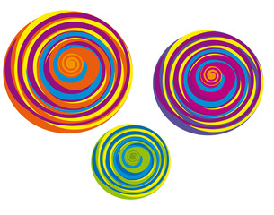 Fototapeta na wymiar Phantasie und Kreativität, lollipop, drei bunte Kreise, Logo, Vektor, isoliert