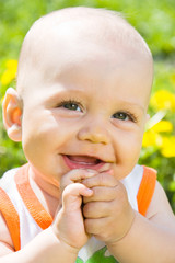 Baby children on the grass