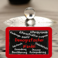 Demografischer Wandel Schrift auf Tafel