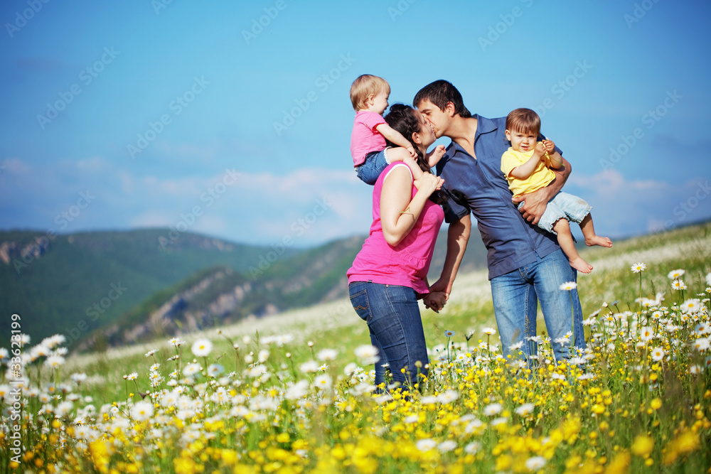 Wall mural happy family