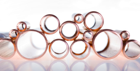 Copper pipes of different diameter