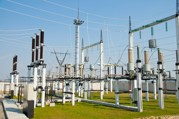 general view to high-voltage substation - Powered by Adobe