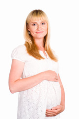 pregnant woman in white