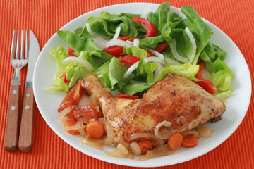 Fried chicken with salad