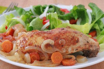 Fried chicken with salad