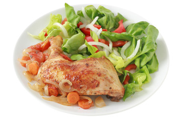 Fried chicken with salad