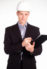 successful worker in helmet