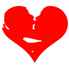 couple kissing in heart illustration