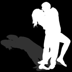 kissing white silhouette