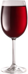 Glass of red wine isolated on a white background.