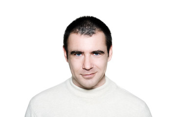 Portrait of man smirking