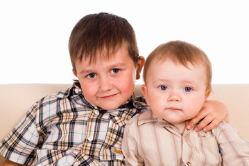 two brothers on sofa