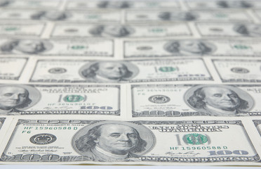 Background with american hundred dollar bills