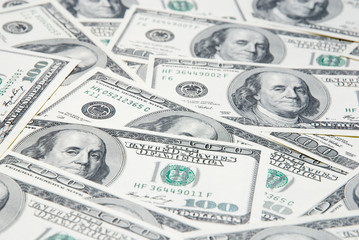 Background with american hundred dollar bills
