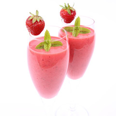 Strawberry shake in champagne glasses