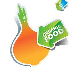 Icon onion with arrow by organic food. Vector illustration.