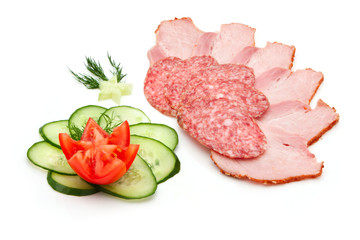 sliced salami and ham