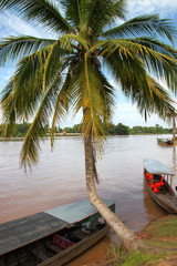 Fototapeta na wymiar Ferry port landing on Mae Khong river, Lao PDR.