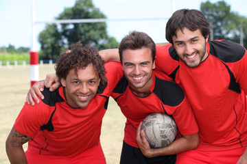 Fototapeta premium Three rugby team mates