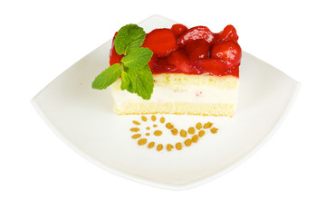 cake with strawberry topping