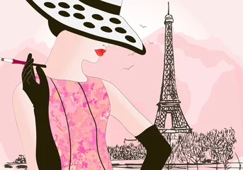 Acrylic prints Illustration Paris fashion woman in Paris