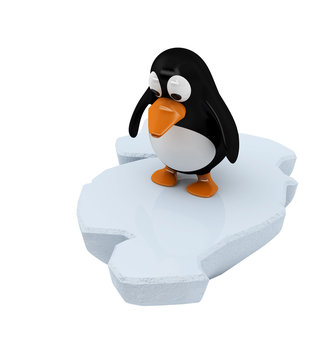 Pinguin auf Eisscholle (mit Freistellungspfad)