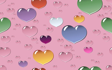 Colorful Heart Shaped Water Droplets