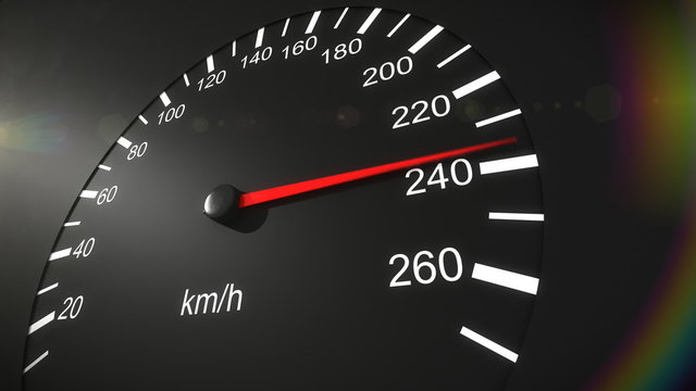 Car speedometer and moving pointer on it. HD.