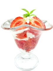 strawberry in cream yogurt fruit dessert