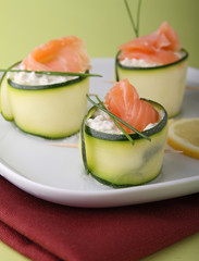 apéritif, bouchées de saumon