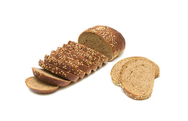 cut bread isolated on white background