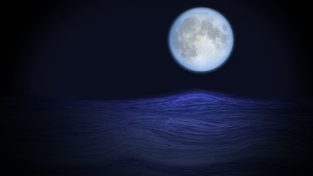 Blue moon and sea
