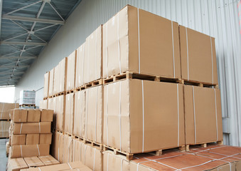 warehouse cardboard boxes arrangement outdoors