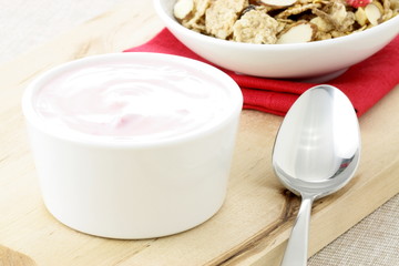 delicious strawberry yogurt and fresh cereal